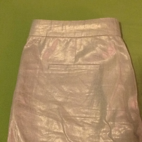 J. Crew Linen Garden Pant in Metallic Foil Size 4 - Picture 3 of 8